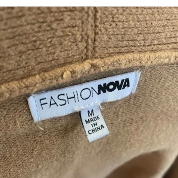 Long Open Front Camel-Colored Cardigan, Medium - Picture 3 of 4